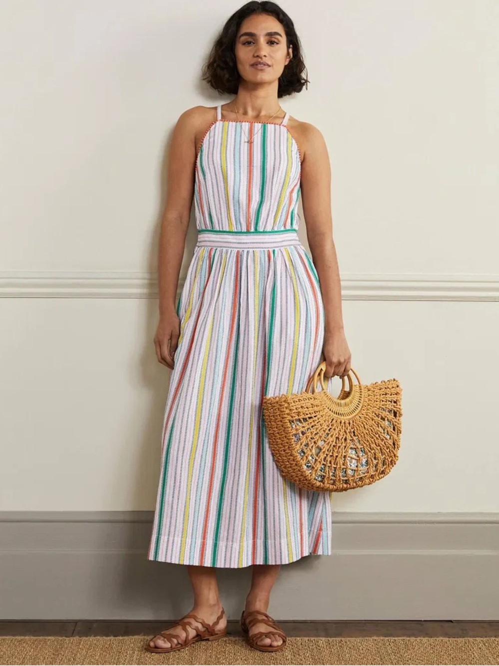 Boden Multicolor Stripe Midi Dress